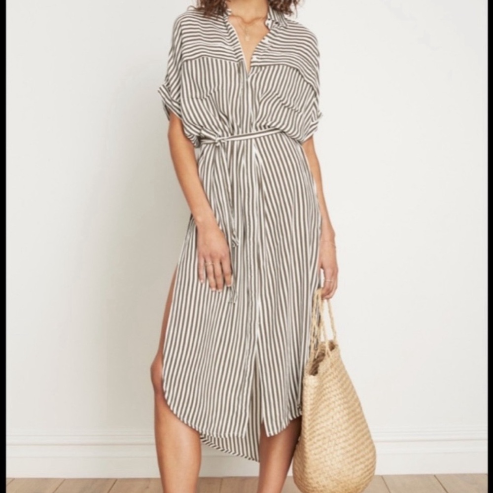 Faithfull the Brand Gigi Georgia Green and White High Low Polo Dress 2